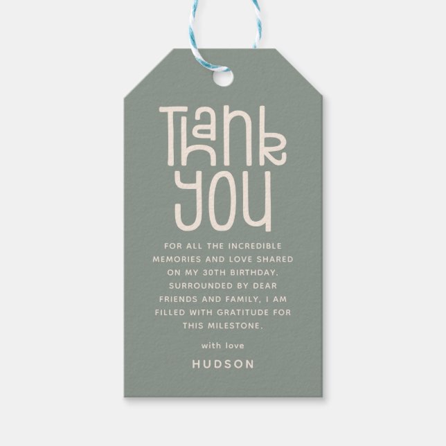 Danke Modernes Geburtstagsgeschenk Geschenkanhänger (Vorderseite)