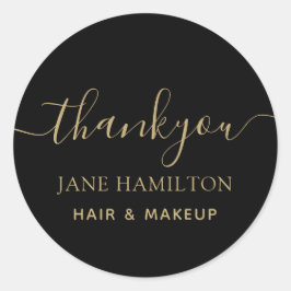 Danke Monogram Black Gold Runder Aufkleber