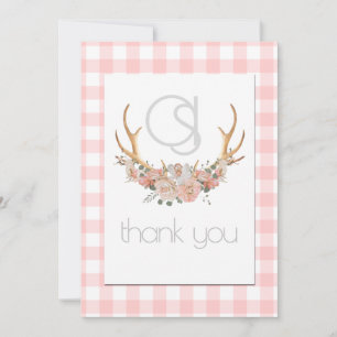 Danke - Monogram Coral Gingham Floral BOHO