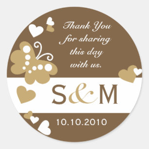 Danke Monogram Gastgeschenk Hochzeit Labels Runder Aufkleber