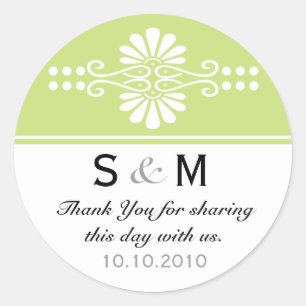 Danke Monogram Gastgeschenk Hochzeit Labels Runder Aufkleber
