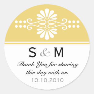 Danke Monogram Gastgeschenk Hochzeit Labels Runder Aufkleber