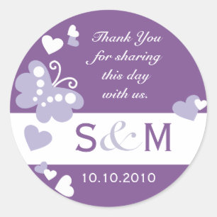 Danke Monogram Gastgeschenk Hochzeit Labels Runder Aufkleber