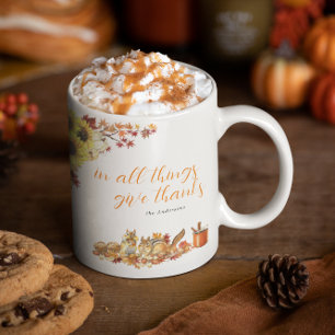 Danke   Monogramm des Aquarell-Erntedanks Kaffeetasse