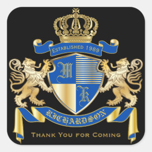 Danke Monogramm-Wappen goldenes Löwe-Emblem Quadratischer Aufkleber