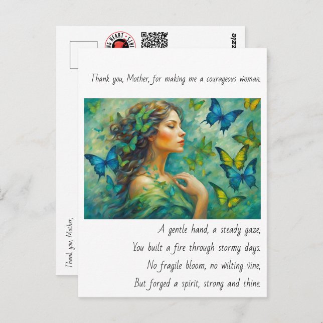 Danke, Mutter Gedicht Postkarte (Vorne/Hinten)