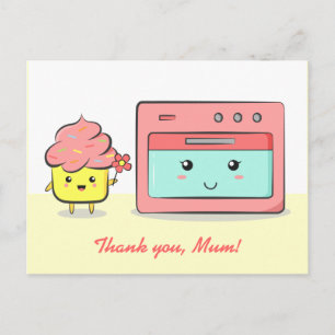 Danke Mutti - Süßer Cupcake und rosa Ofen Postkarte