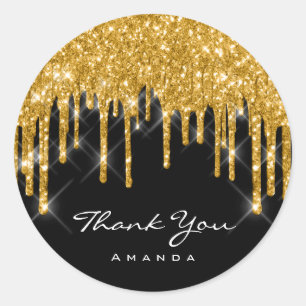 Danke Name 16. Brautdusche Gold Schwarz Runder Aufkleber