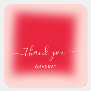 Danke Name Blush Red Pink Bridal Sweet16 Quadratischer Aufkleber