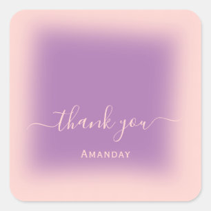 Danke Name Blush Violett Braut Sweet16 Quadratischer Aufkleber
