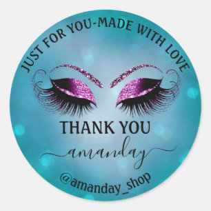 Danke Name Boutique Eyelash Shop Aquamarin Pink Gr Runder Aufkleber