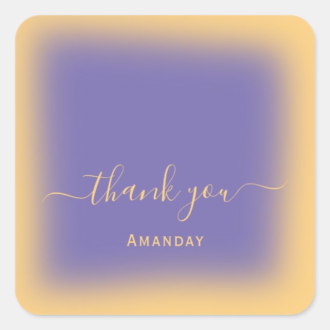 Danke Name Brown Yellow Makeup Blue Dusty Quadratischer Aufkleber (Vorderseite)