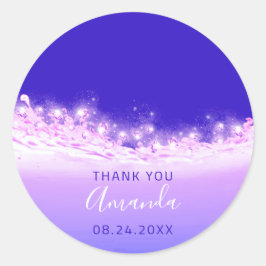 Danke Name Datum Spark Bridal Pink Cobalt Blue Runder Aufkleber