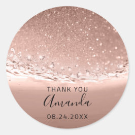 Danke Name Datum Spark Bridal Rose Gold Runder Aufkleber