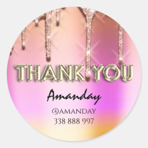 Danke Name Drips Rose Instagra Pink Gold Drips Runder Aufkleber