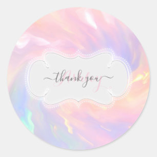 Danke Name Holografische Prinzessin Rosa Pastell Runder Aufkleber