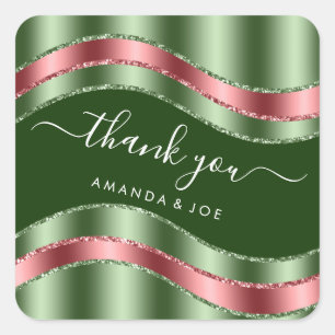 Danke Name Sweet 16. Brautparty Sage Woodland Quadratischer Aufkleber