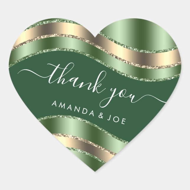 Danke Name Sweet 16. Bridal Gold Mint Green Herz-Aufkleber (Vorderseite)