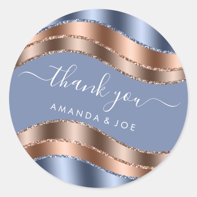 Danke Name Sweet 16. Bridal Rose Blue Glitzer Runder Aufkleber (Vorderseite)