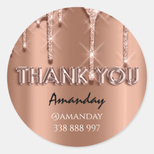 danke Name Tropfen Rose Instagra Cooper Gold Runder Aufkleber