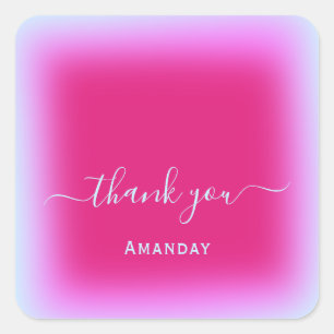 Danke Name unicorn Pink Makeup Bridal Sweet16. Quadratischer Aufkleber