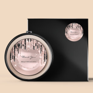 Danke Name Visagist Drips Rose Glitter Runder Aufkleber