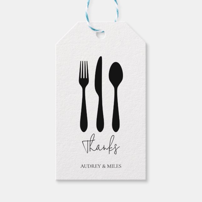 Danke Names Black and White Gevor Dinner Geschenkanhänger (Vorderseite)