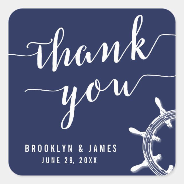 Danke Nautical Navy Blue Wedding Stickers (Vorderseite)