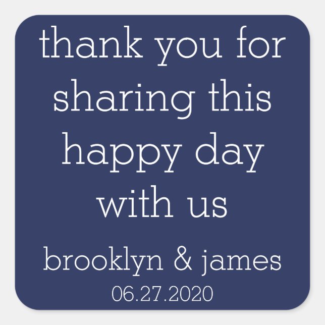 Danke Navy Blue Modern Wedding Stickers (Vorderseite)