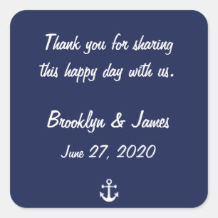 Danke Navy Blue Nautical Wedding Stickers