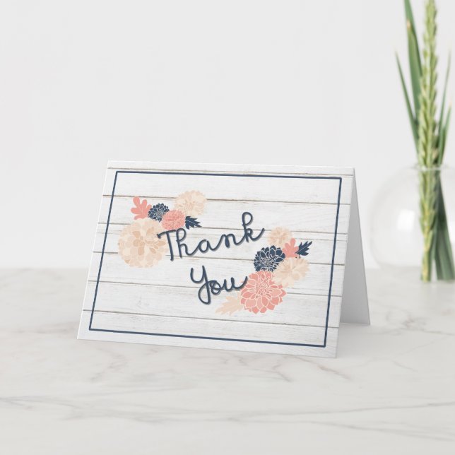 Danke Navy Blush Card Karte (Vorderseite)