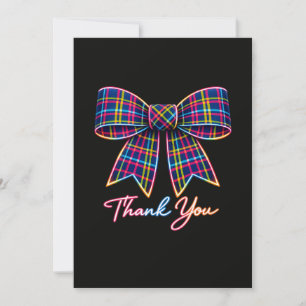 Danke Neon Tartan Bow Schottisches Helles Muster Einladung