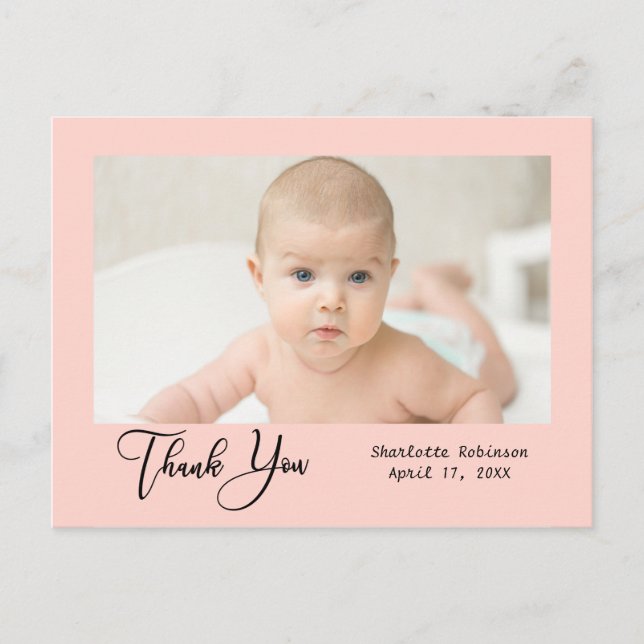 Danke | Neues Baby-Foto Postkarte (Vorderseite)