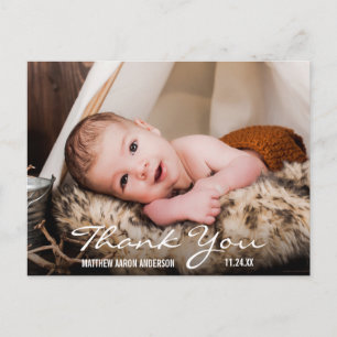 Danke, neues Baby-Fotoankündigungs-Postkarte SW Postkarte