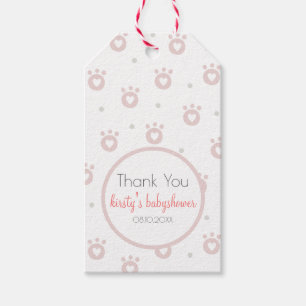 Danke   niedliche Haustier-Tatzen Babyshower Geschenkanhänger