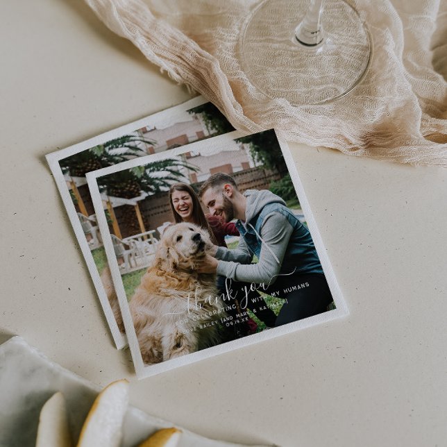 Danke | Niedliche Hochzeit von Haustieren Serviette (Von Creator hochgeladen)