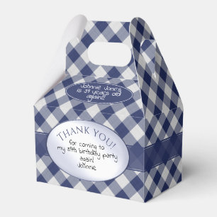 "Danke nochmal" Navy Blue Gingham Karos Pattern Geschenkschachtel