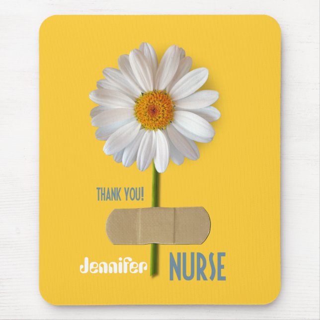 Danke, Nurse. Lächelnd Daisy-Individuelle Name-Ges Mousepad (Vorne)