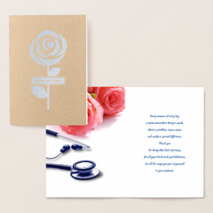 Danke, Nurse. Rose und Stethoscope Folienkarte