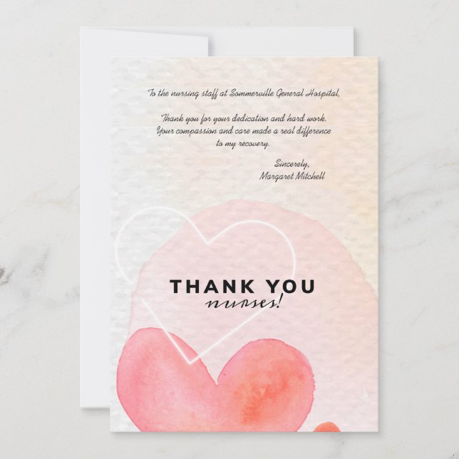 Danke, Nurses Dankeskarte (Vorderseite)