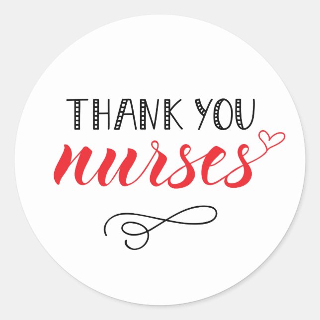 Danke, Nurses | Fun Schriftart Runder Aufkleber (Vorderseite)