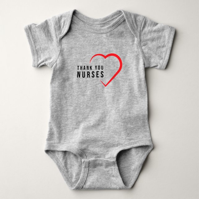 Danke Nurses| Herz Rot Baby Strampler (Vorderseite)