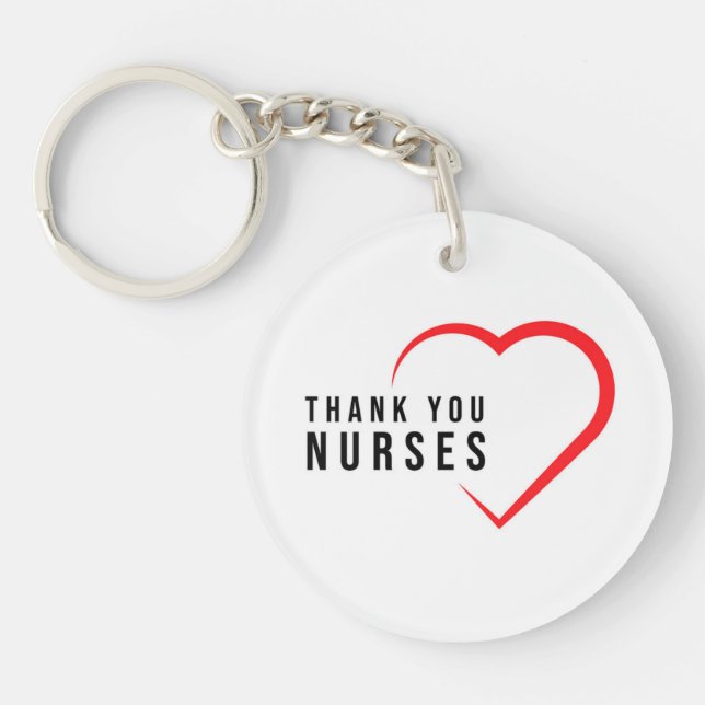 Danke Nurses| Herz Rot Schlüsselanhänger (Vorderseite)