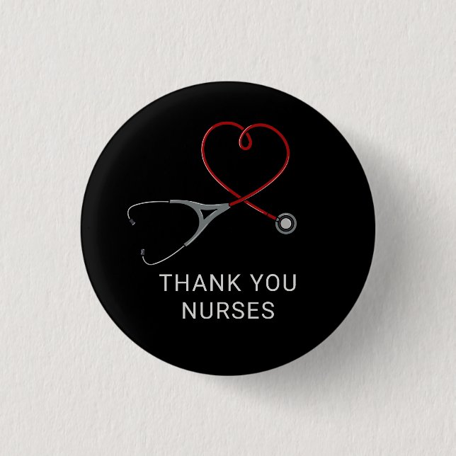 Danke Nurses Red Liebe Heart Stethoscope Button (Vorderseite)