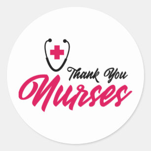 Danke, Nurses   Rosa Runder Aufkleber