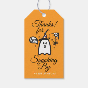 Danke orange gespenstischer Boo-Geist Halloween Geschenkanhänger