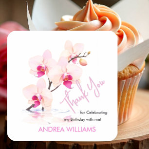 Danke, Orchid Blume blüht am 60. Geburtstag Quadratischer Aufkleber