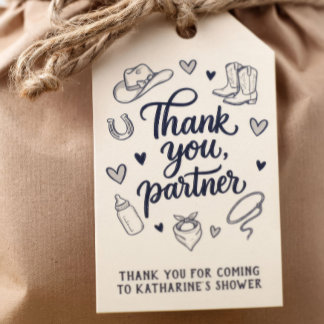 Danke Partner Cowboy-Baby-Shower-Geschenkanhänger Geschenkanhänger