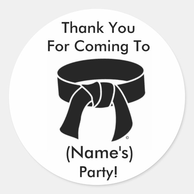 Danke Party Stickers Martial Arts Black Belt (Vorderseite)