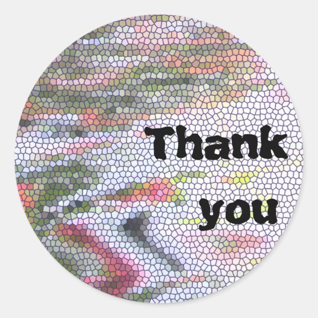 Danke Pastel Mosaic Tile Muster Wertschätzung Runder Aufkleber (Vorderseite)